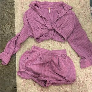 Free PeoplePurple Cropped Top and Shorts Set